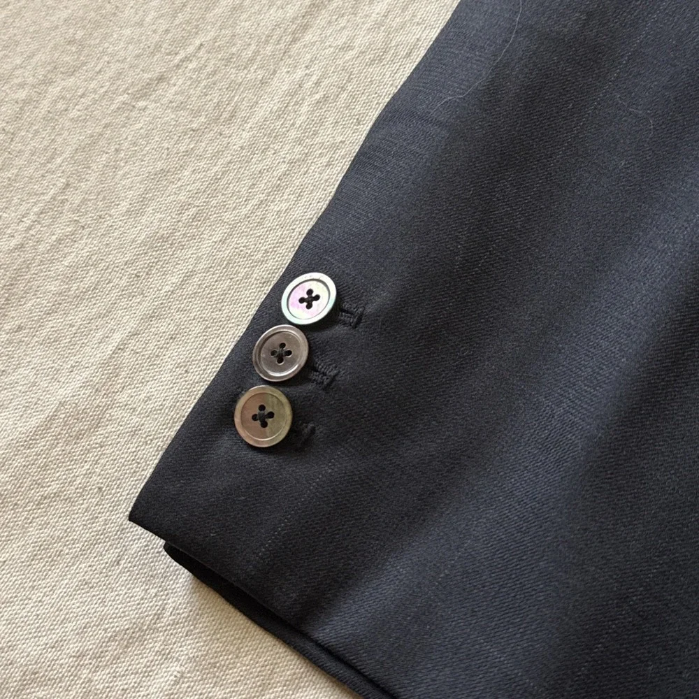 Custom Tailored Holland & Sherry Blue Plaid Wool Blazer 48